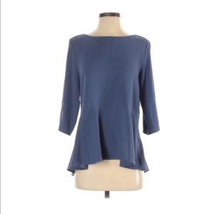 Ann Taylor Ponte 3/4 Sleeve Peplum Top